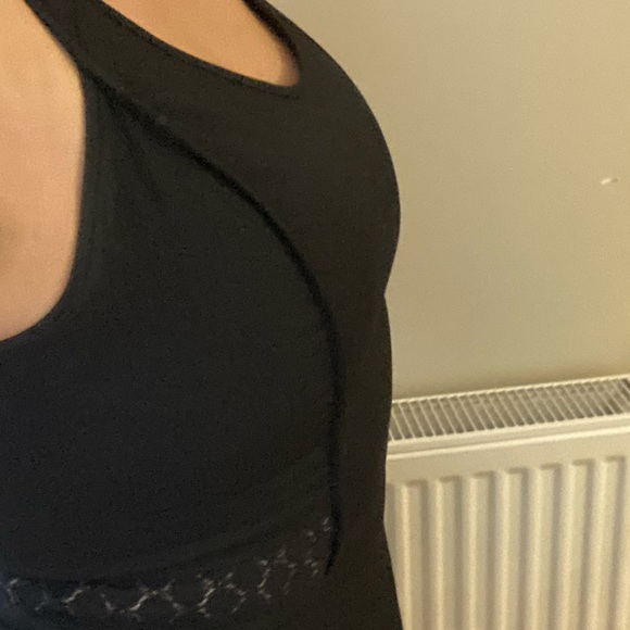 Little Black Dress M Lace Cut Out Tank Midi Moto Zipper Back LBD Mini Party S M - Picture 9 of 11